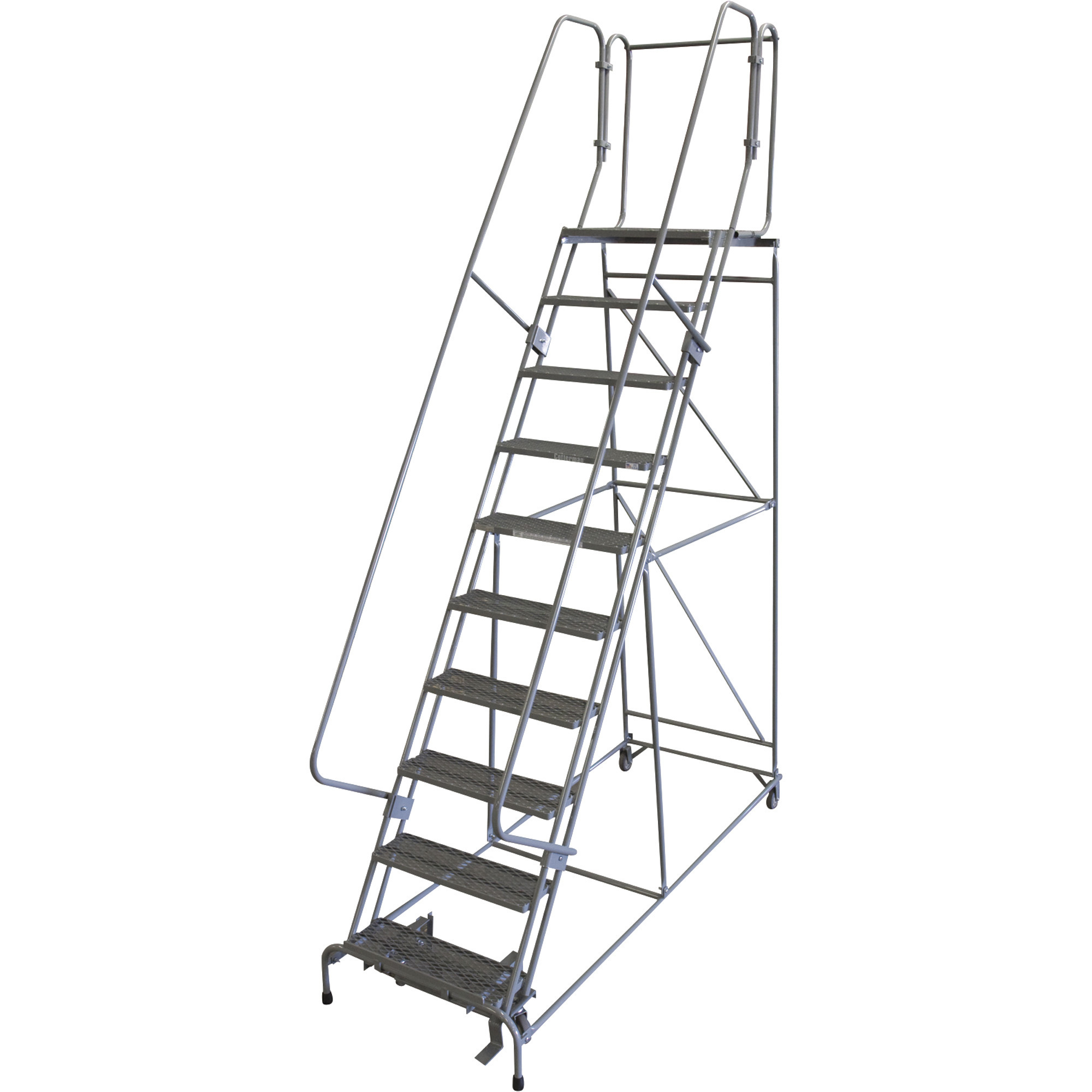 Cotterman Rolling Steel Ladder, 450Lb. Capacity, 10Step Ladder, 24in